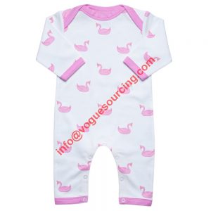 Swan Birds Printed Baby Sleepsuit