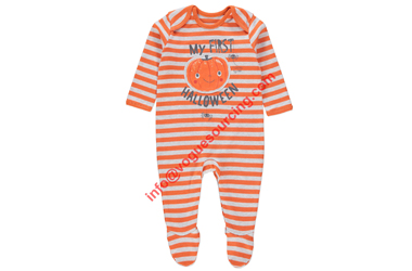 baby sleep suit white orange stripes infant wear - Copy